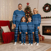 Fiji Marau na Kerisimasi Christmas Pajama Set Blue Tapa Masi Inspired Christmas LT9 - Polynesian Pride