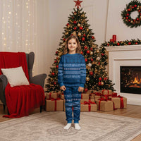 Fiji Marau na Kerisimasi Christmas Pajama Set Blue Tapa Masi Inspired Christmas LT9 Kid Blue - Polynesian Pride