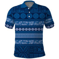 Fiji Marau na Kerisimasi Polo Shirt Blue Tapa Masi Inspired Christmas LT9 Blue - Polynesian Pride