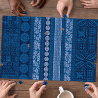 Fiji Marau na Kerisimasi Puzzle Blue Tapa Masi Inspired Christmas LT9 - Polynesian Pride
