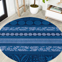Fiji Marau na Kerisimasi Round Carpet Blue Tapa Masi Inspired Christmas - Polynesian Pride