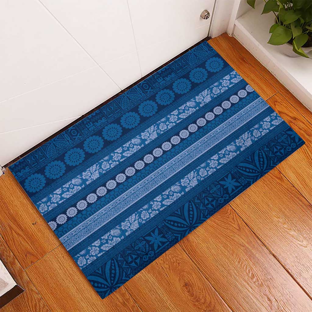 Fiji Marau na Kerisimasi Rubber Doormat Blue Tapa Masi Inspired Christmas LT9 - Polynesian Pride