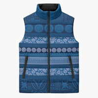 Fiji Marau na Kerisimasi Sleeveless Puffer Jacket Blue Tapa Masi Inspired Christmas LT9 Unisex Blue - Polynesian Pride