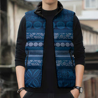 Fiji Marau na Kerisimasi Sleeveless Puffer Jacket Blue Tapa Masi Inspired Christmas LT9 - Polynesian Pride