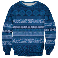 Fiji Marau na Kerisimasi Sweatshirt Blue Tapa Masi Inspired Christmas LT9 Unisex Blue - Polynesian Pride
