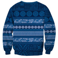 Fiji Marau na Kerisimasi Sweatshirt Blue Tapa Masi Inspired Christmas LT9 - Polynesian Pride
