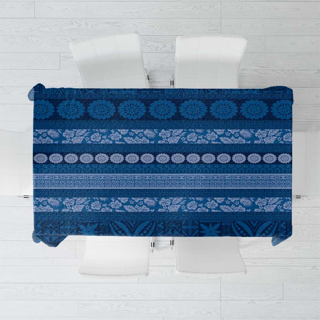 Fiji Marau na Kerisimasi Tablecloth Blue Tapa Masi Inspired Christmas LT9 Blue - Polynesian Pride