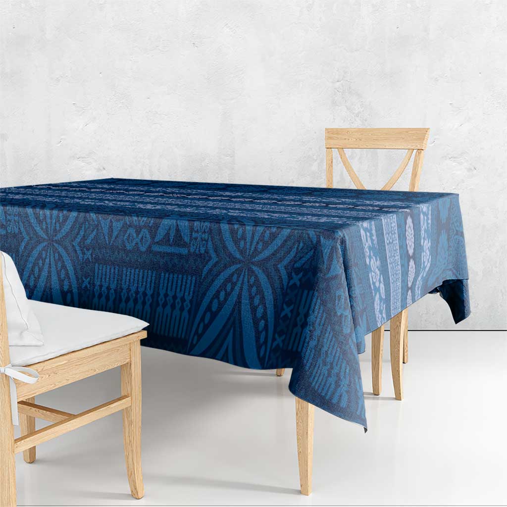 Fiji Marau na Kerisimasi Tablecloth Blue Tapa Masi Inspired Christmas LT9 - Polynesian Pride