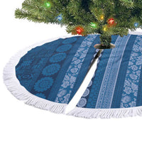 Fiji Marau na Kerisimasi Tree Skirt Blue Tapa Masi Inspired Christmas LT9 - Polynesian Pride