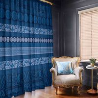Fiji Marau na Kerisimasi Window Curtain Blue Tapa Masi Inspired Christmas - Polynesian Pride
