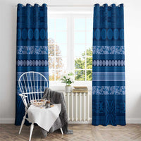 Fiji Marau na Kerisimasi Window Curtain Blue Tapa Masi Inspired Christmas - Polynesian Pride