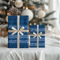 Fiji Marau na Kerisimasi Wrapping Paper Blue Tapa Masi Inspired Christmas LT9 - Polynesian Pride