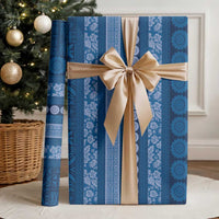 Fiji Marau na Kerisimasi Wrapping Paper Blue Tapa Masi Inspired Christmas LT9 - Polynesian Pride
