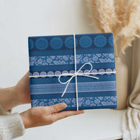 Fiji Marau na Kerisimasi Wrapping Paper Blue Tapa Masi Inspired Christmas LT9 - Polynesian Pride