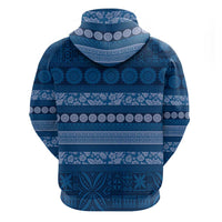 Fiji Marau na Kerisimasi Zip Hoodie Blue Tapa Masi Inspired Christmas LT9 - Polynesian Pride