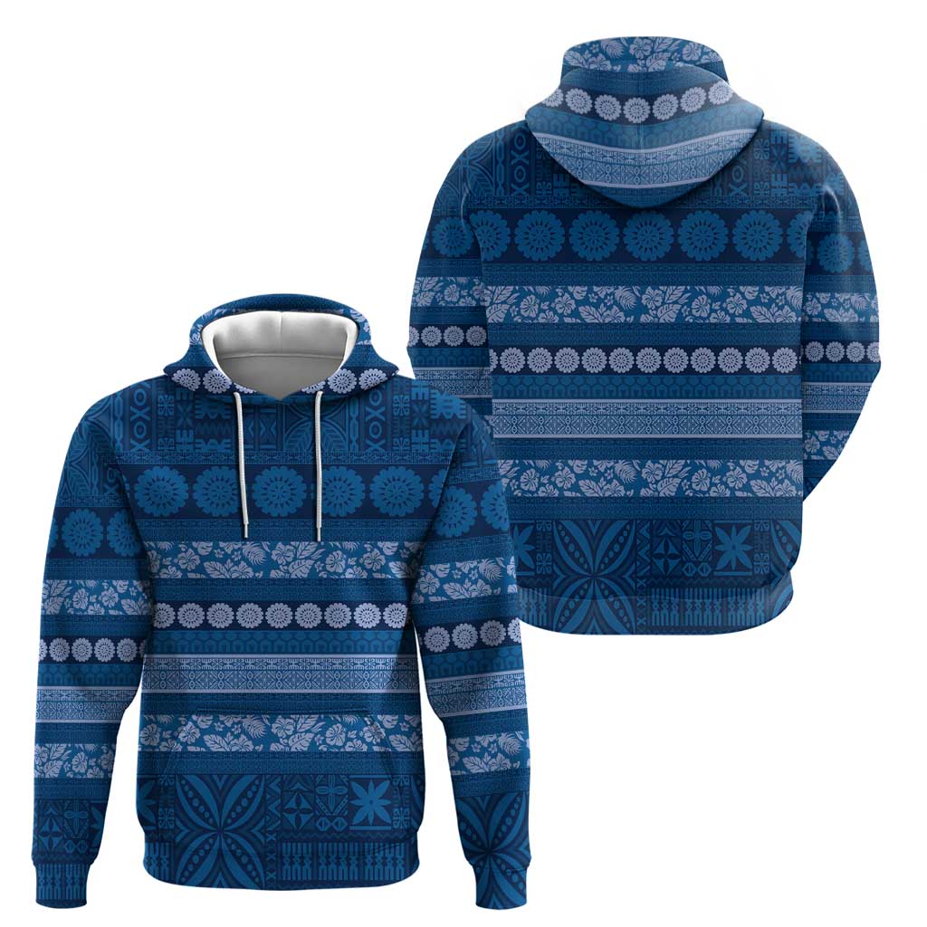 Fiji Marau na Kerisimasi Zip Hoodie Blue Tapa Masi Inspired Christmas LT9 - Polynesian Pride