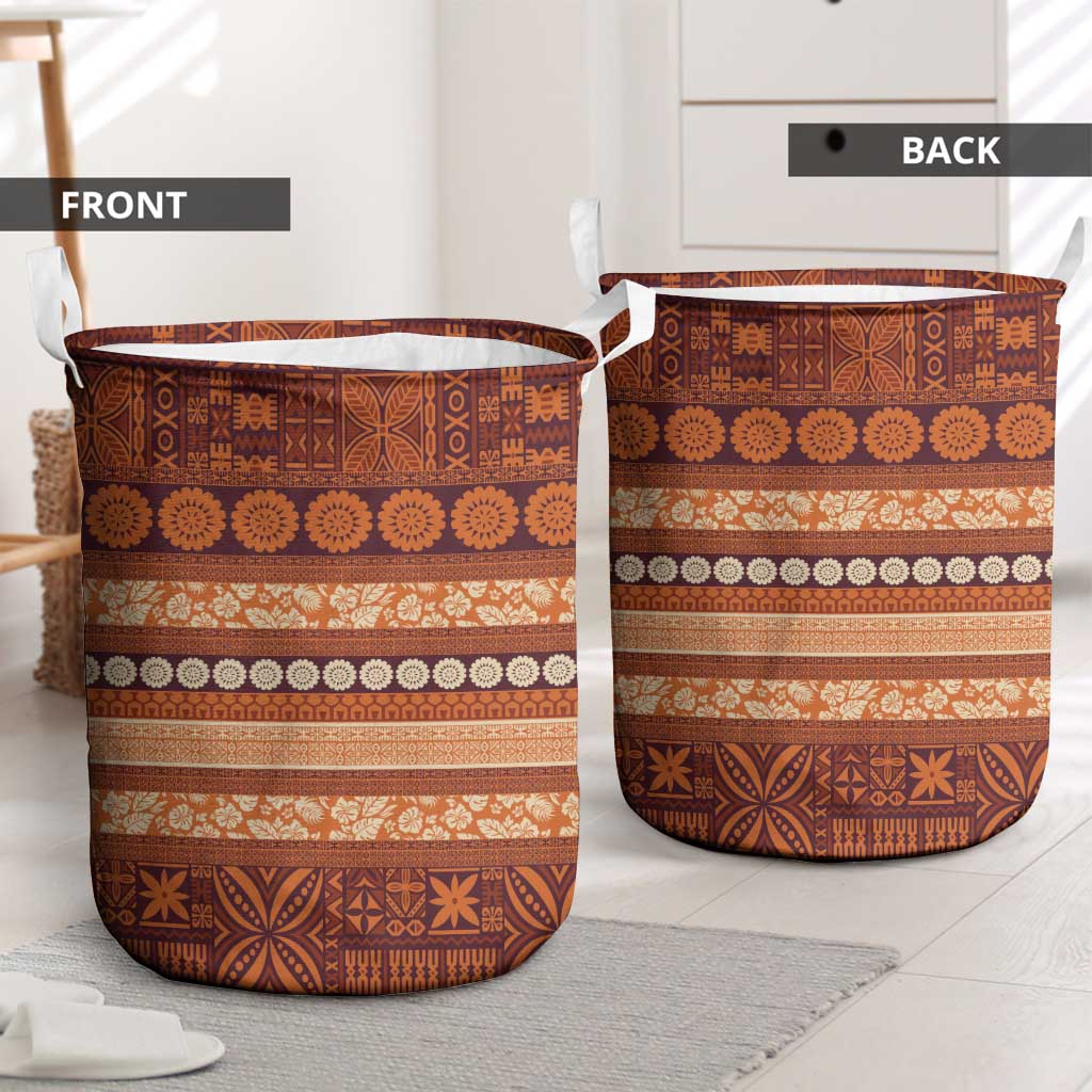 Fiji Marau na Kerisimasi Laundry Basket Gold Tapa Masi Inspired Christmas LT9 - Polynesian Pride