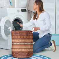 Fiji Marau na Kerisimasi Laundry Basket Gold Tapa Masi Inspired Christmas LT9 - Polynesian Pride