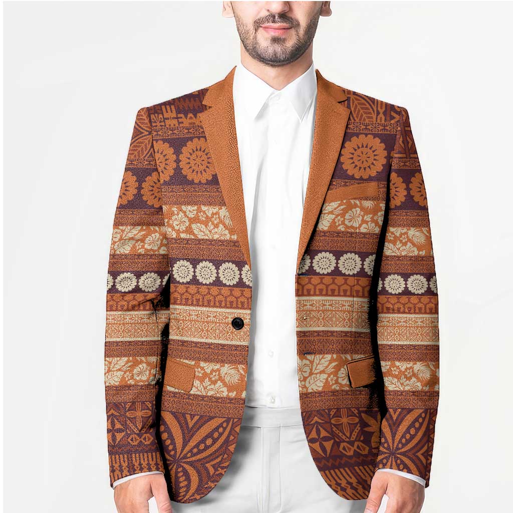 Fiji Marau na Kerisimasi Blazer Gold Tapa Masi Inspired Christmas - Polynesian Pride