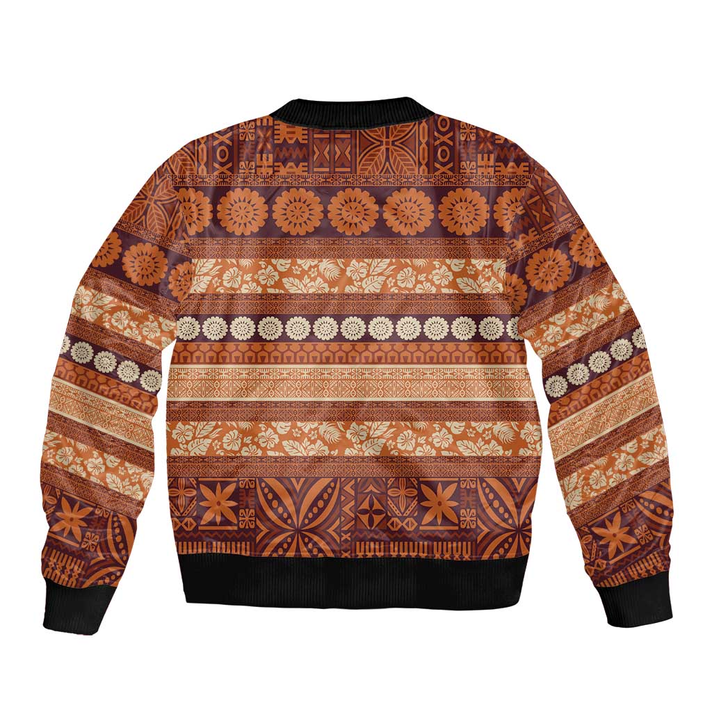 Fiji Marau na Kerisimasi Bomber Jacket Gold Tapa Masi Inspired Christmas LT9 - Polynesian Pride