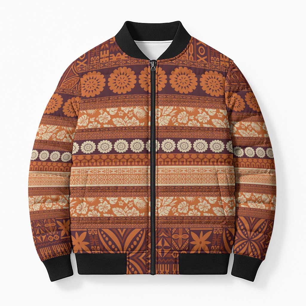 Fiji Marau na Kerisimasi Bomber Puffer Jacket Gold Tapa Masi Inspired Christmas LT9 Unisex Gold - Polynesian Pride