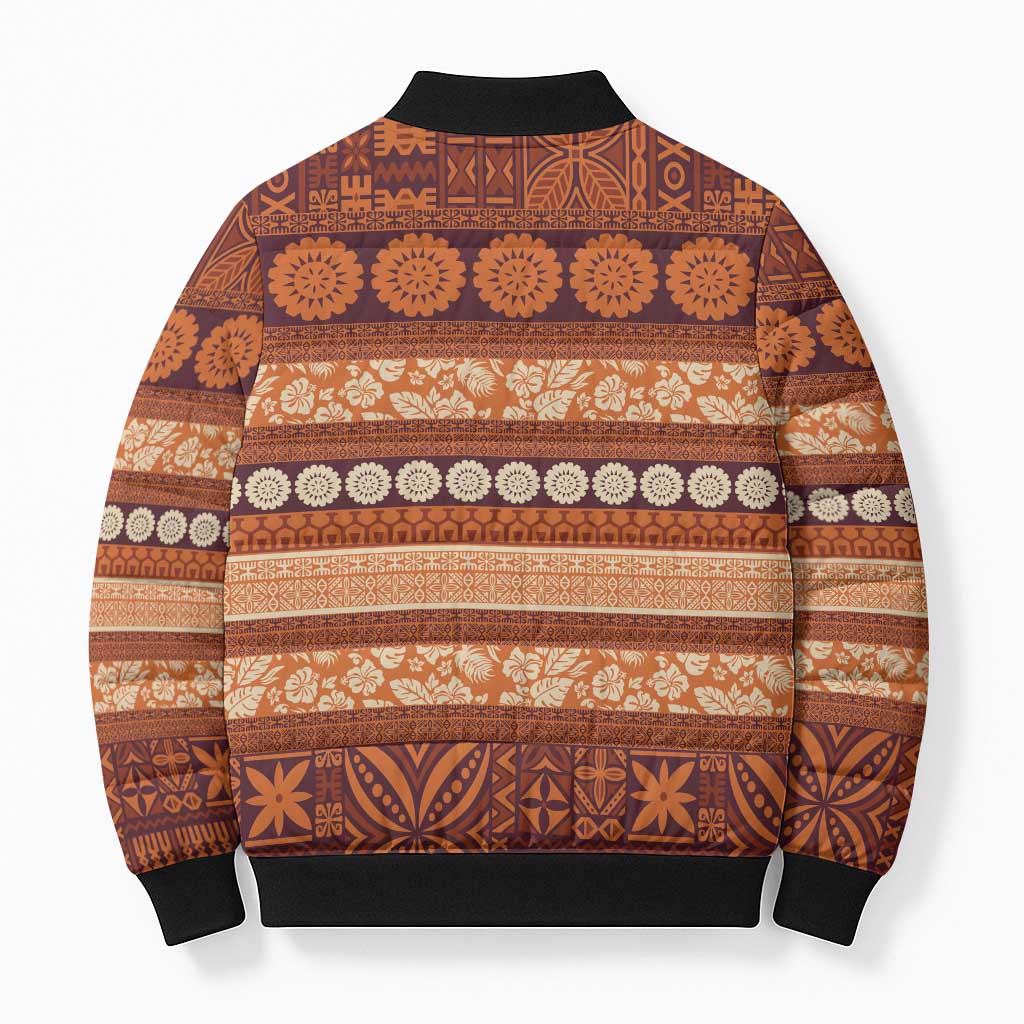 Fiji Marau na Kerisimasi Bomber Puffer Jacket Gold Tapa Masi Inspired Christmas LT9 - Polynesian Pride