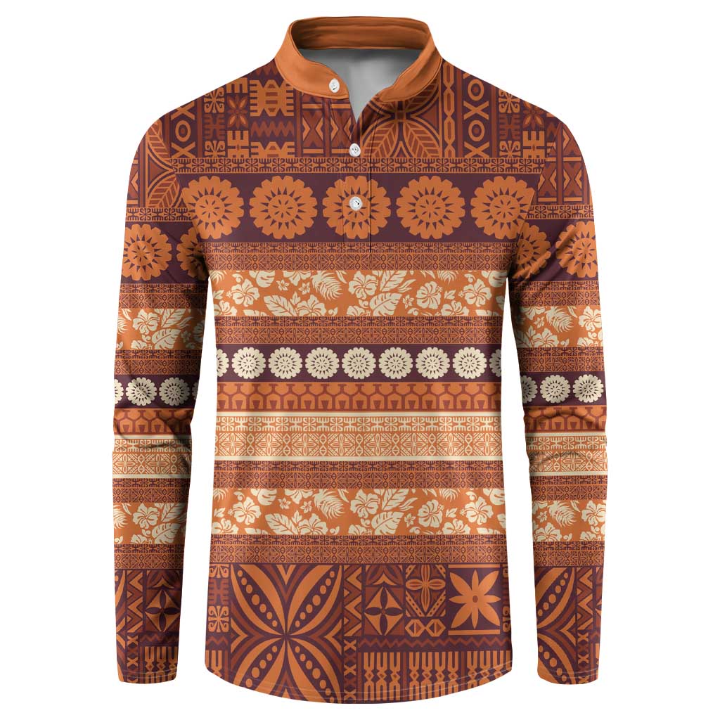 Fiji Marau na Kerisimasi Button Sweatshirt Gold Tapa Masi Inspired Christmas LT9 Gold - Polynesian Pride