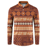 Fiji Marau na Kerisimasi Button Sweatshirt Gold Tapa Masi Inspired Christmas LT9 Gold - Polynesian Pride