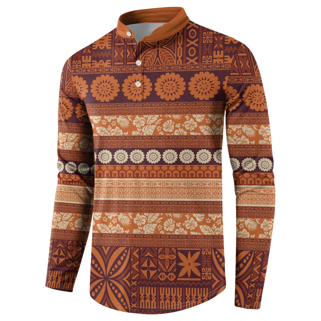 Fiji Marau na Kerisimasi Button Sweatshirt Gold Tapa Masi Inspired Christmas LT9 - Polynesian Pride