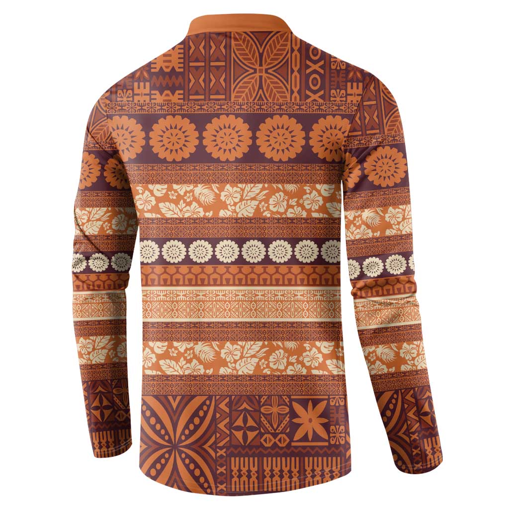 Fiji Marau na Kerisimasi Button Sweatshirt Gold Tapa Masi Inspired Christmas LT9 - Polynesian Pride