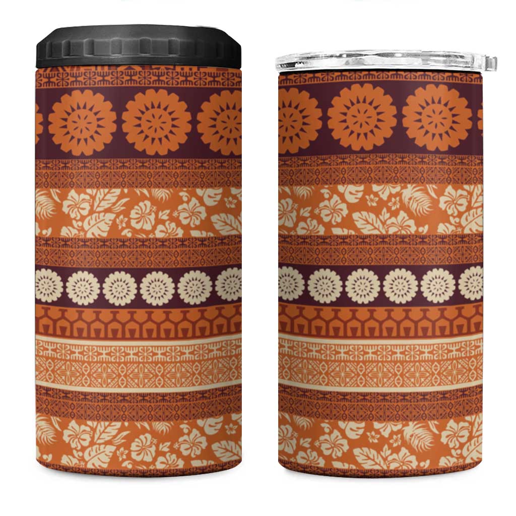 Fiji Marau na Kerisimasi 4 in 1 Can Cooler Tumbler Gold Tapa Masi Inspired Christmas - Polynesian Pride