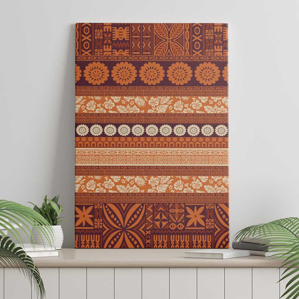 Fiji Marau na Kerisimasi Canvas Wall Art Gold Tapa Masi Inspired Christmas - Polynesian Pride