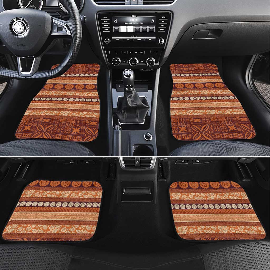 Fiji Marau na Kerisimasi Car Mats Gold Tapa Masi Inspired Christmas LT9 Set 4pcs Gold - Polynesian Pride