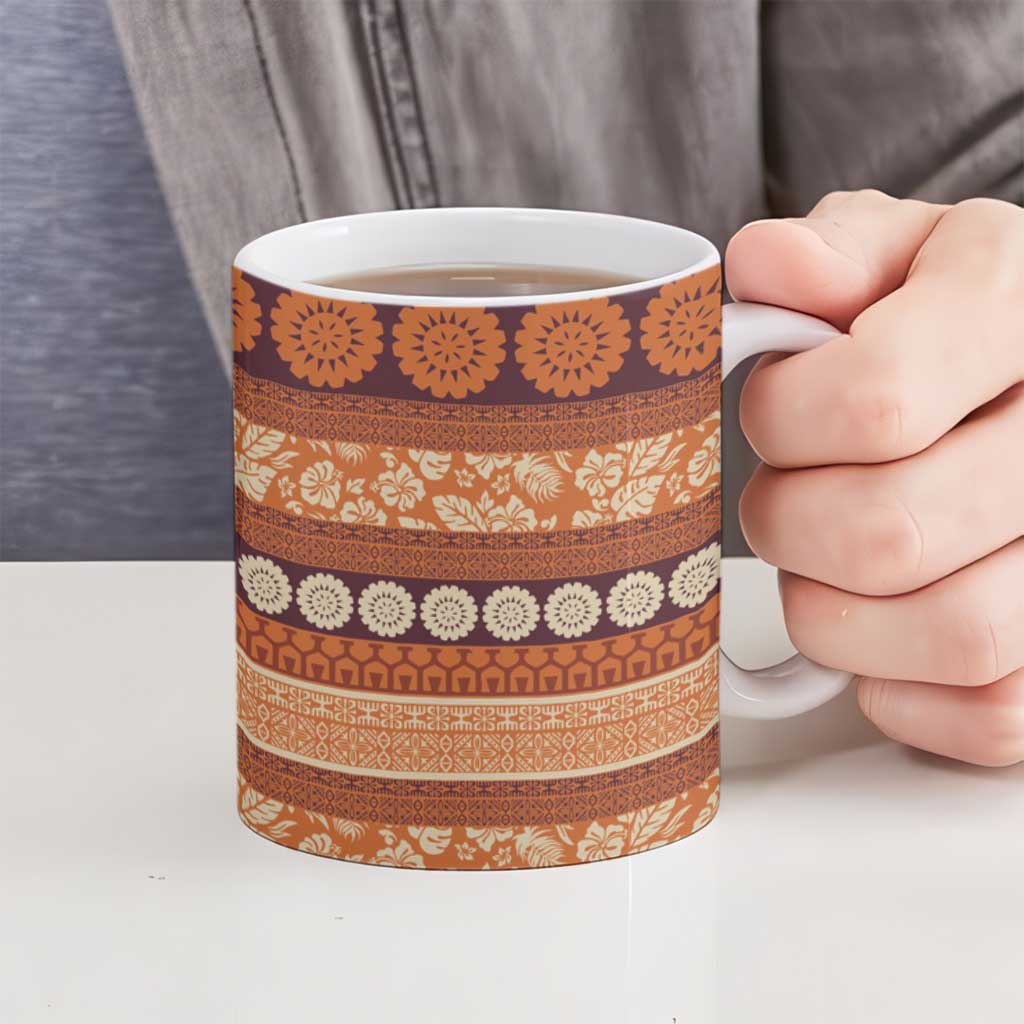 Fiji Marau na Kerisimasi Ceramic Mug Gold Tapa Masi Inspired Christmas - Polynesian Pride