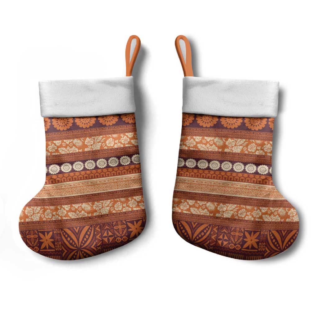 Fiji Marau na Kerisimasi Christmas Stocking Gold Tapa Masi Inspired Christmas - Polynesian Pride