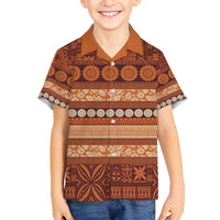 Fiji Marau na Kerisimasi Family Matching Long Sleeve Bodycon Dress and Hawaiian Shirt Gold Tapa Masi Inspired Christmas - Polynesian Pride