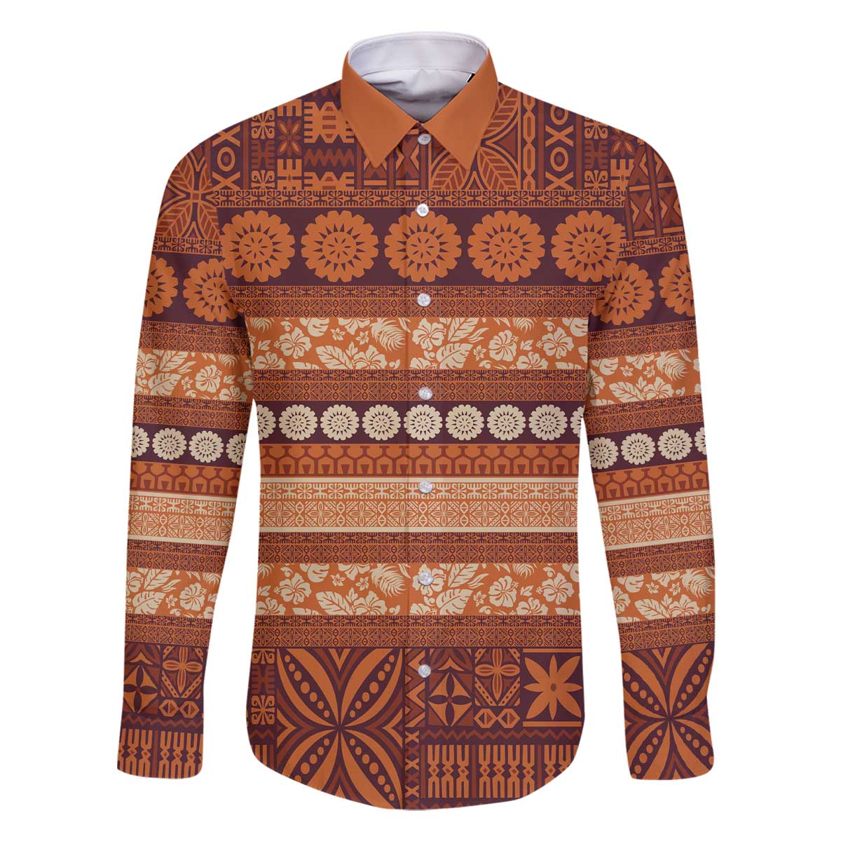 Fiji Marau na Kerisimasi Family Matching Off The Shoulder Long Sleeve Dress and Hawaiian Shirt Gold Tapa Masi Inspired Christmas - Polynesian Pride
