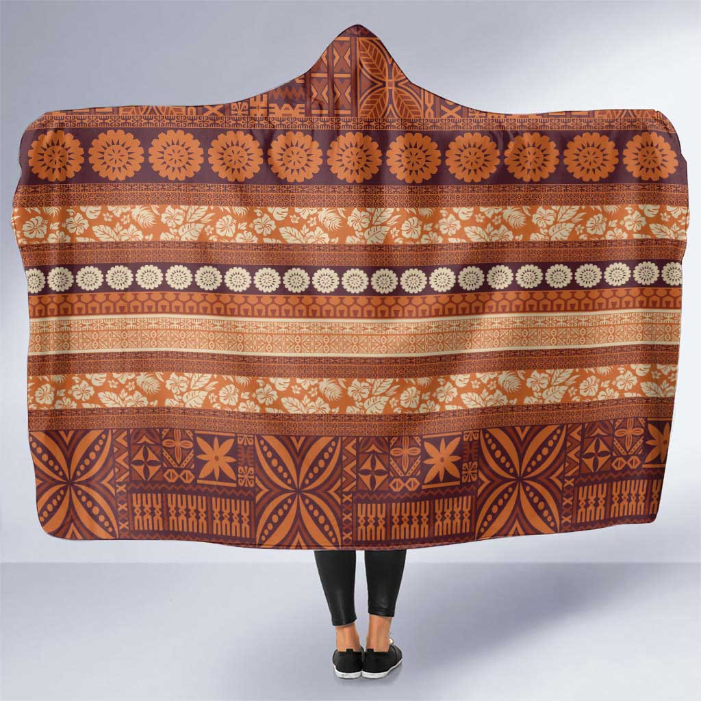 Fiji Marau na Kerisimasi Hooded Blanket Gold Tapa Masi Inspired Christmas LT9 One Size Gold - Polynesian Pride