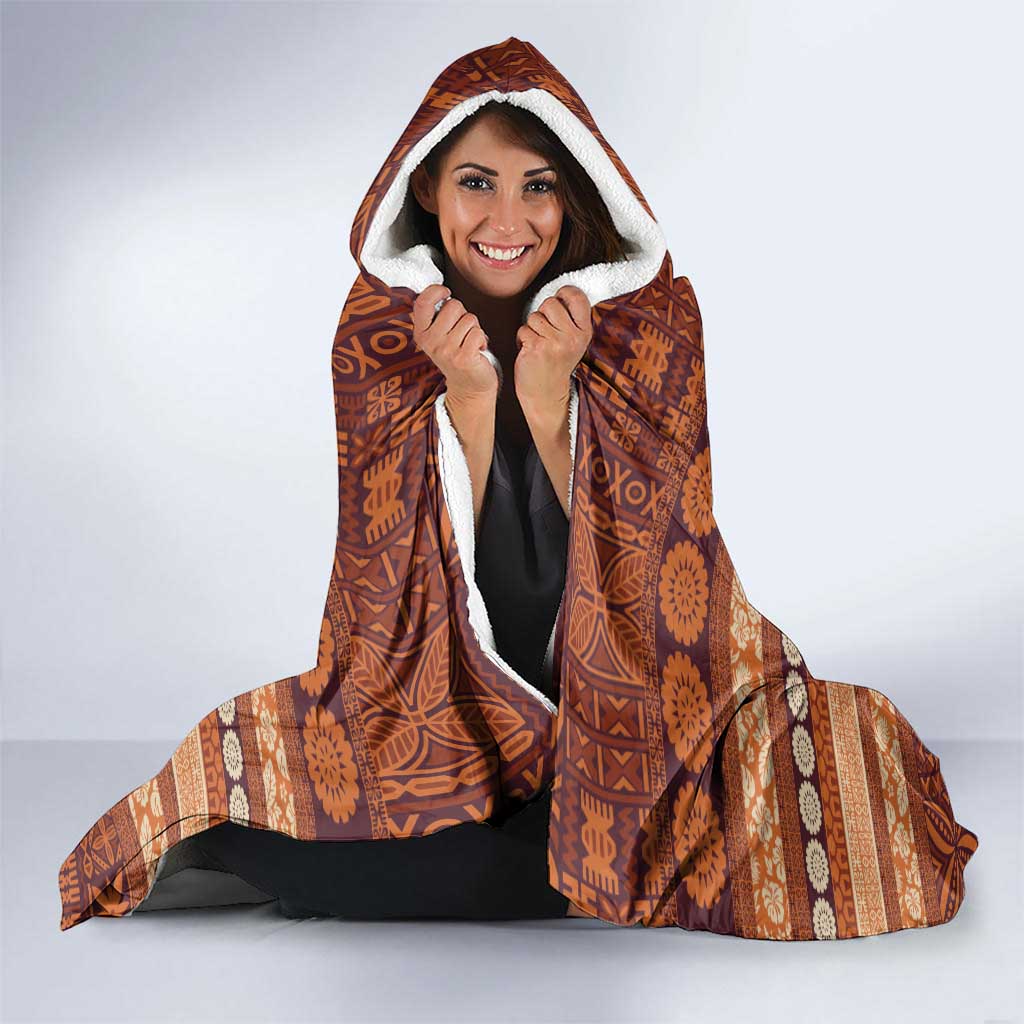 Fiji Marau na Kerisimasi Hooded Blanket Gold Tapa Masi Inspired Christmas LT9 - Polynesian Pride