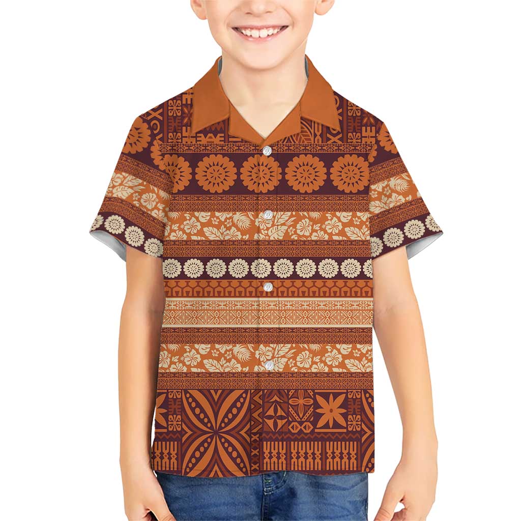 Fiji Marau na Kerisimasi Kid Hawaiian Shirt Gold Tapa Masi Inspired Christmas LT9 Kid Gold - Polynesian Pride