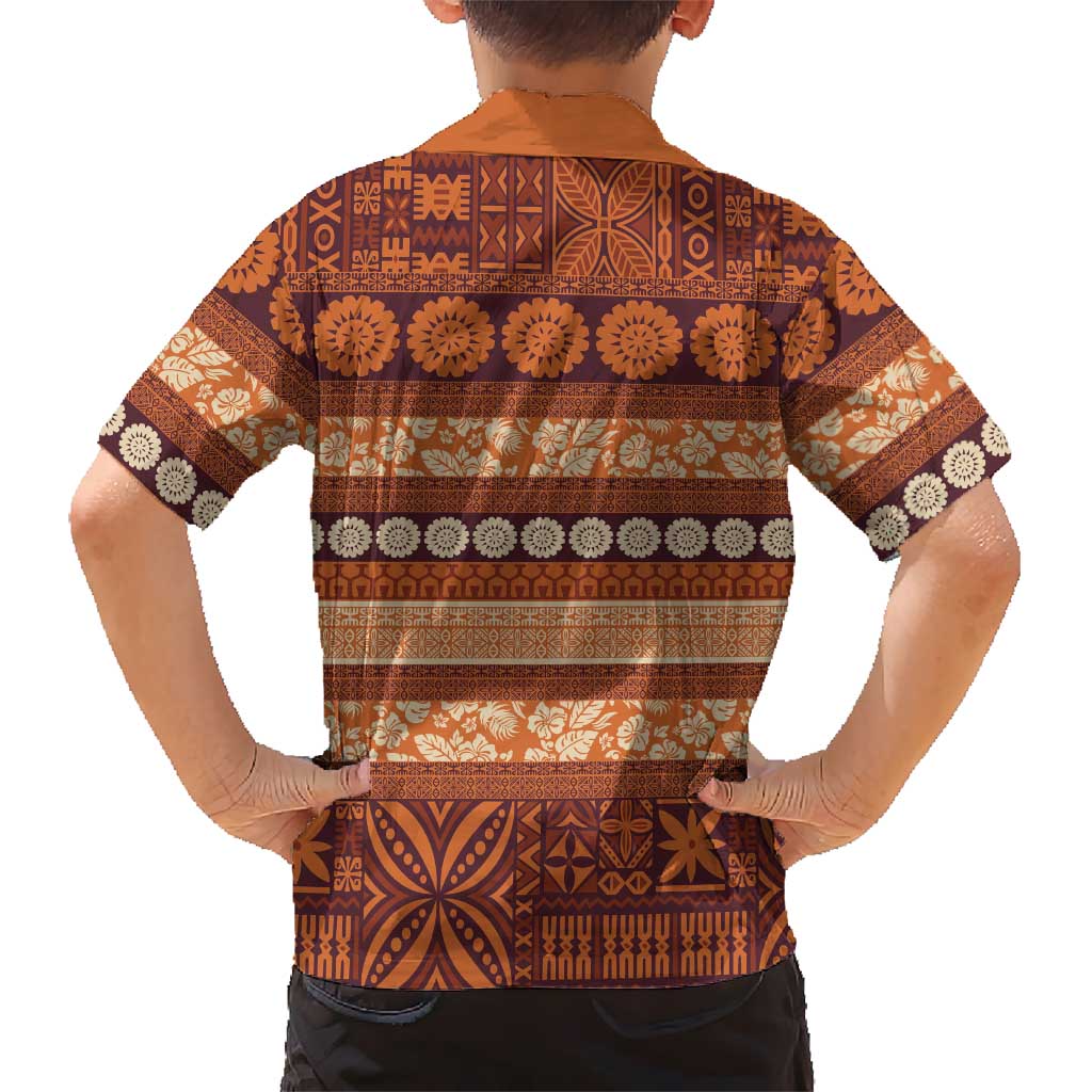 Fiji Marau na Kerisimasi Kid Hawaiian Shirt Gold Tapa Masi Inspired Christmas LT9 - Polynesian Pride