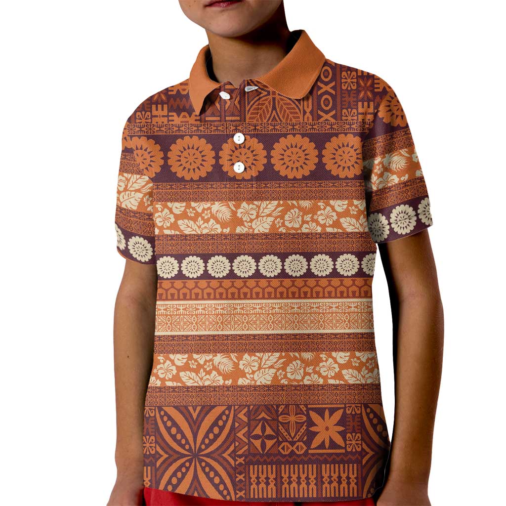 Fiji Marau na Kerisimasi Kid Polo Shirt Gold Tapa Masi Inspired Christmas LT9 Kid Gold - Polynesian Pride