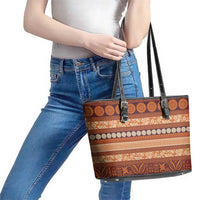 Fiji Marau na Kerisimasi Leather Tote Bag Gold Tapa Masi Inspired Christmas LT9 - Polynesian Pride