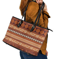 Fiji Marau na Kerisimasi Leather Tote Bag Gold Tapa Masi Inspired Christmas LT9 - Polynesian Pride