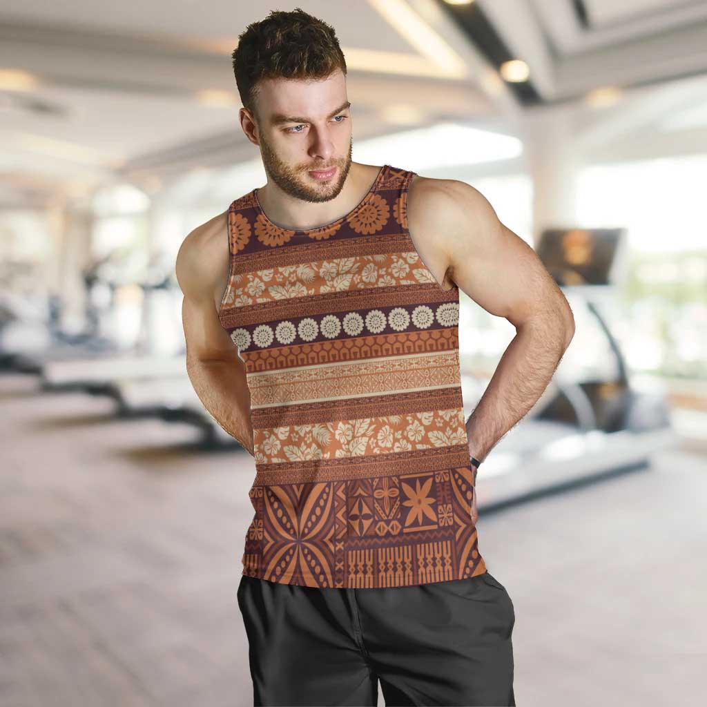 Fiji Marau na Kerisimasi Men Tank Top Gold Tapa Masi Inspired Christmas LT9 Gold - Polynesian Pride