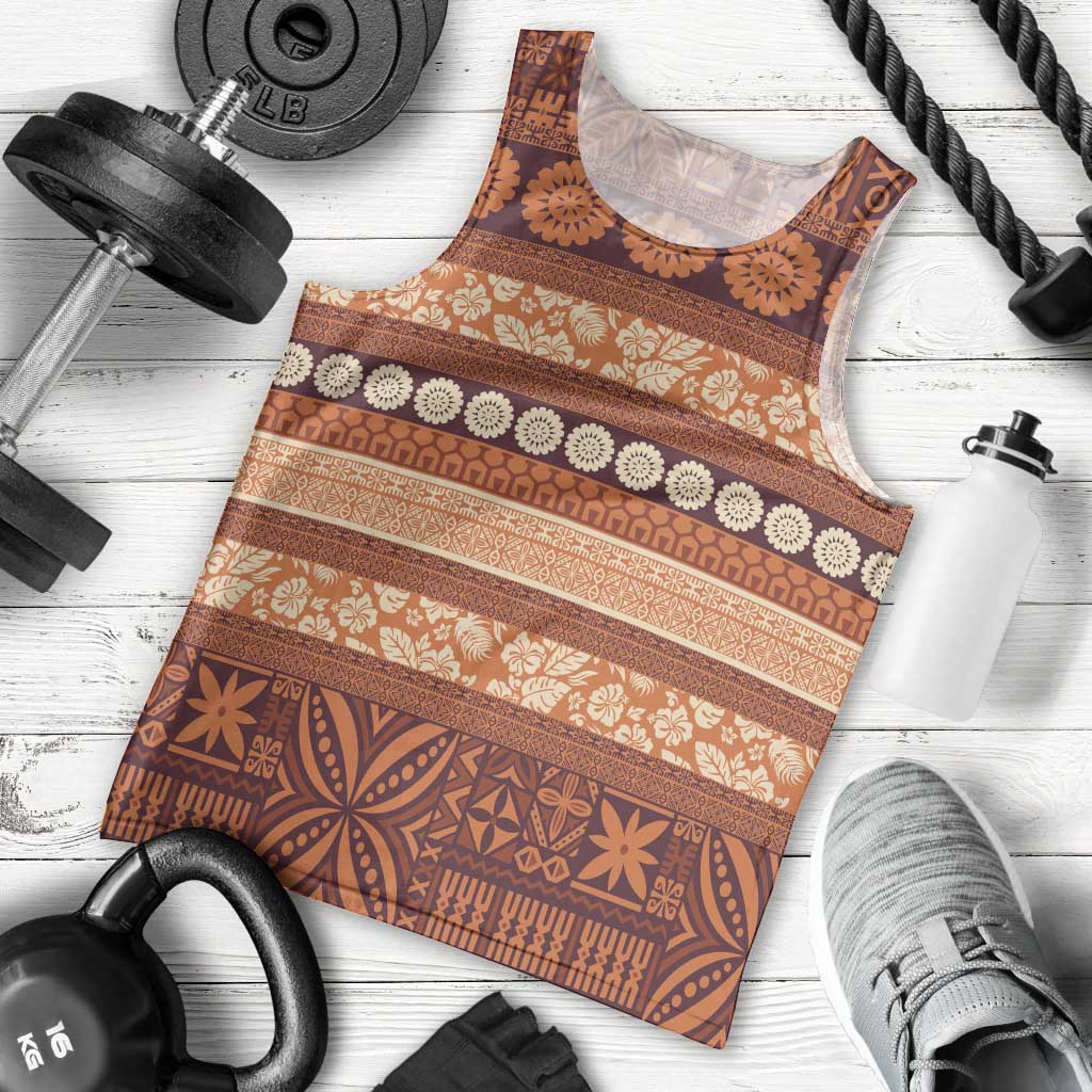 Fiji Marau na Kerisimasi Men Tank Top Gold Tapa Masi Inspired Christmas LT9 - Polynesian Pride