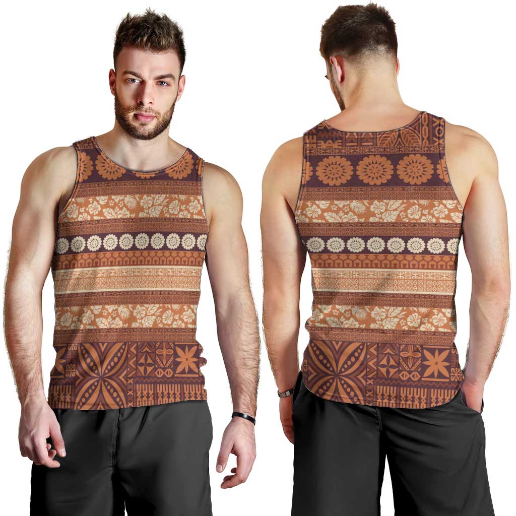 Fiji Marau na Kerisimasi Men Tank Top Gold Tapa Masi Inspired Christmas LT9 - Polynesian Pride
