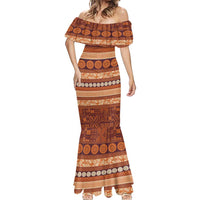 Fiji Marau na Kerisimasi Mermaid Dress Gold Tapa Masi Inspired Christmas - Polynesian Pride