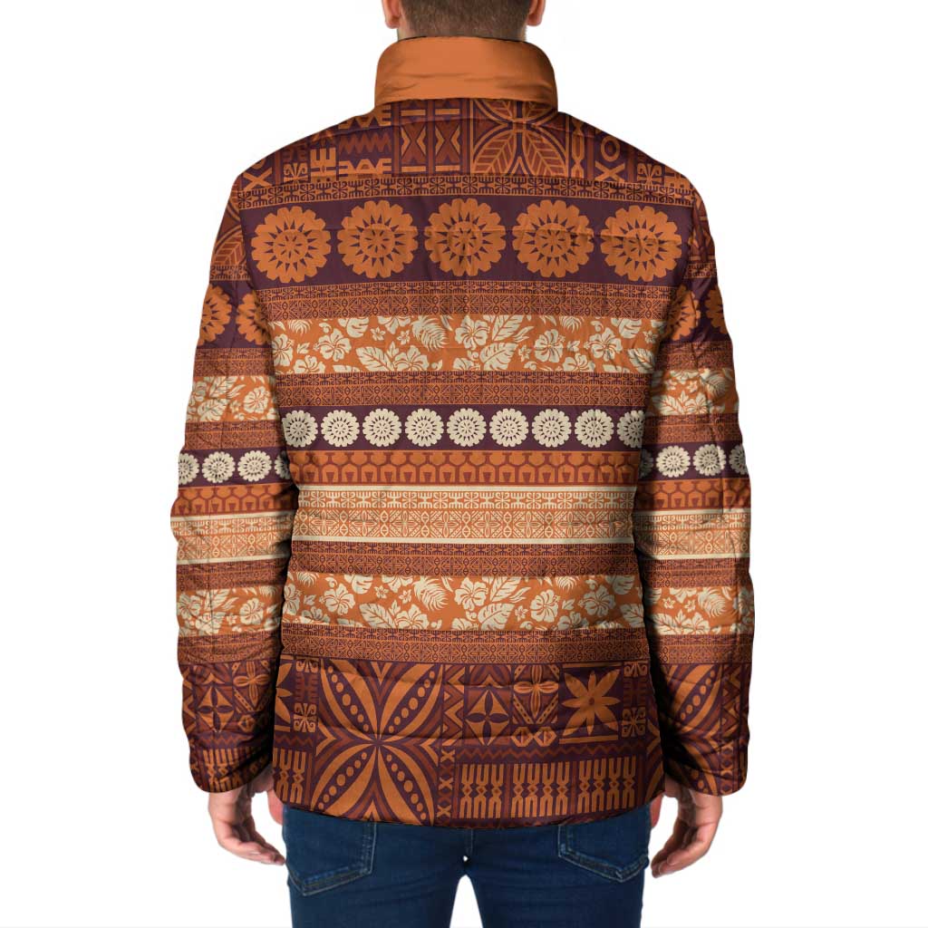 Fiji Marau na Kerisimasi Padded Jacket Gold Tapa Masi Inspired Christmas LT9 - Polynesian Pride