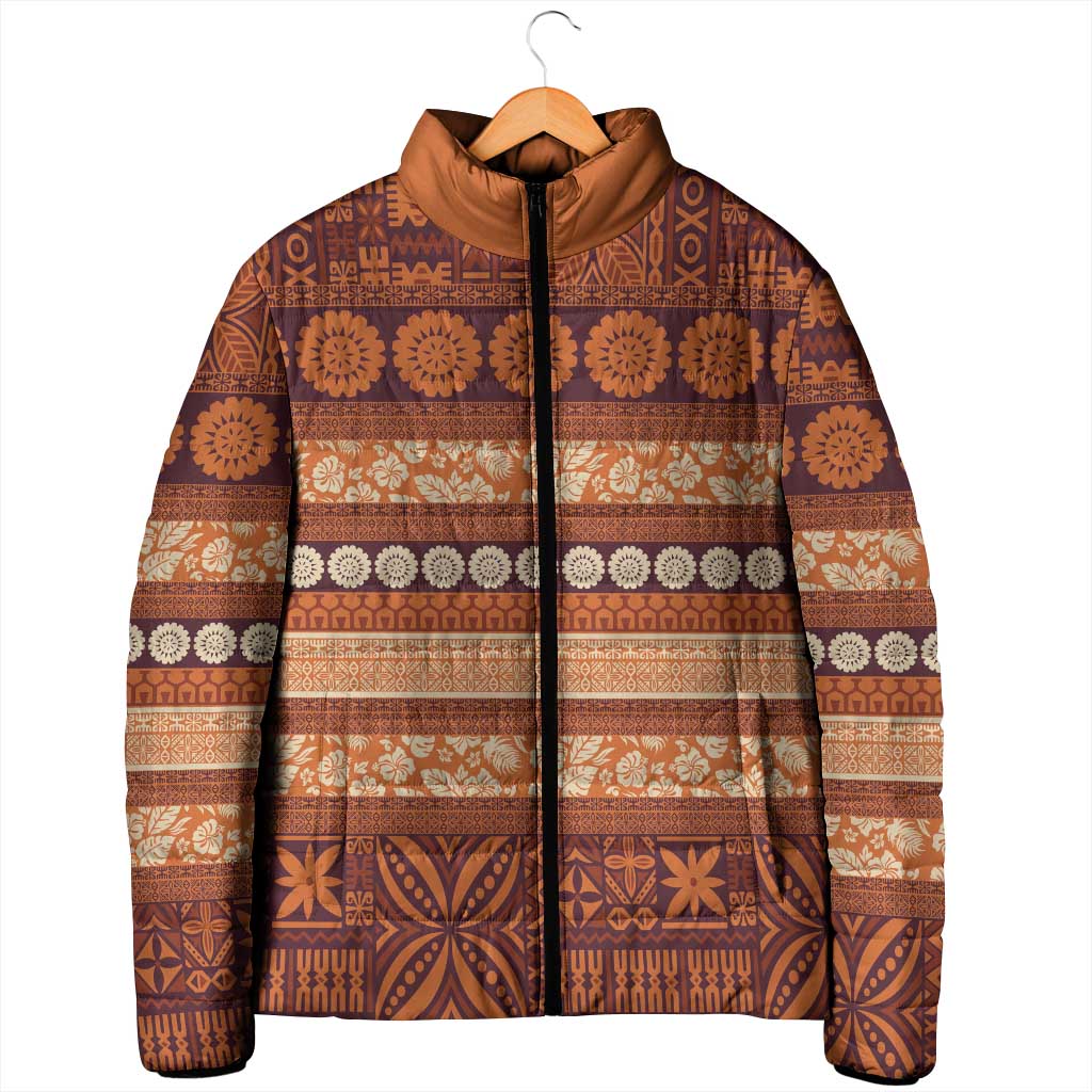 Fiji Marau na Kerisimasi Padded Jacket Gold Tapa Masi Inspired Christmas LT9 - Polynesian Pride